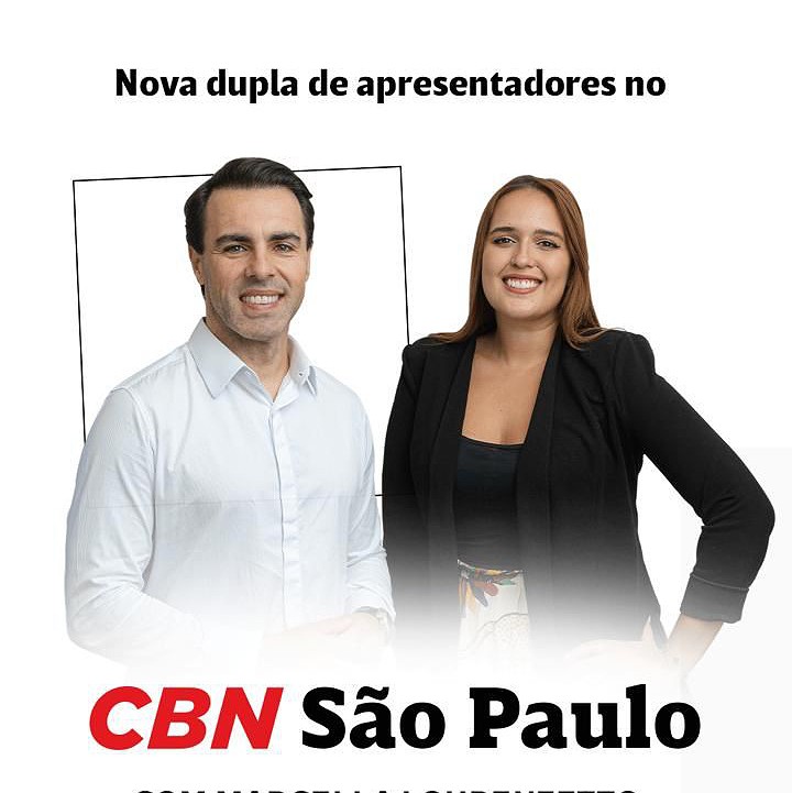 CBN São Paulo será comandado por Rafael Colombo e Marcella Lourenzetto a partir da próxima segunda (24)